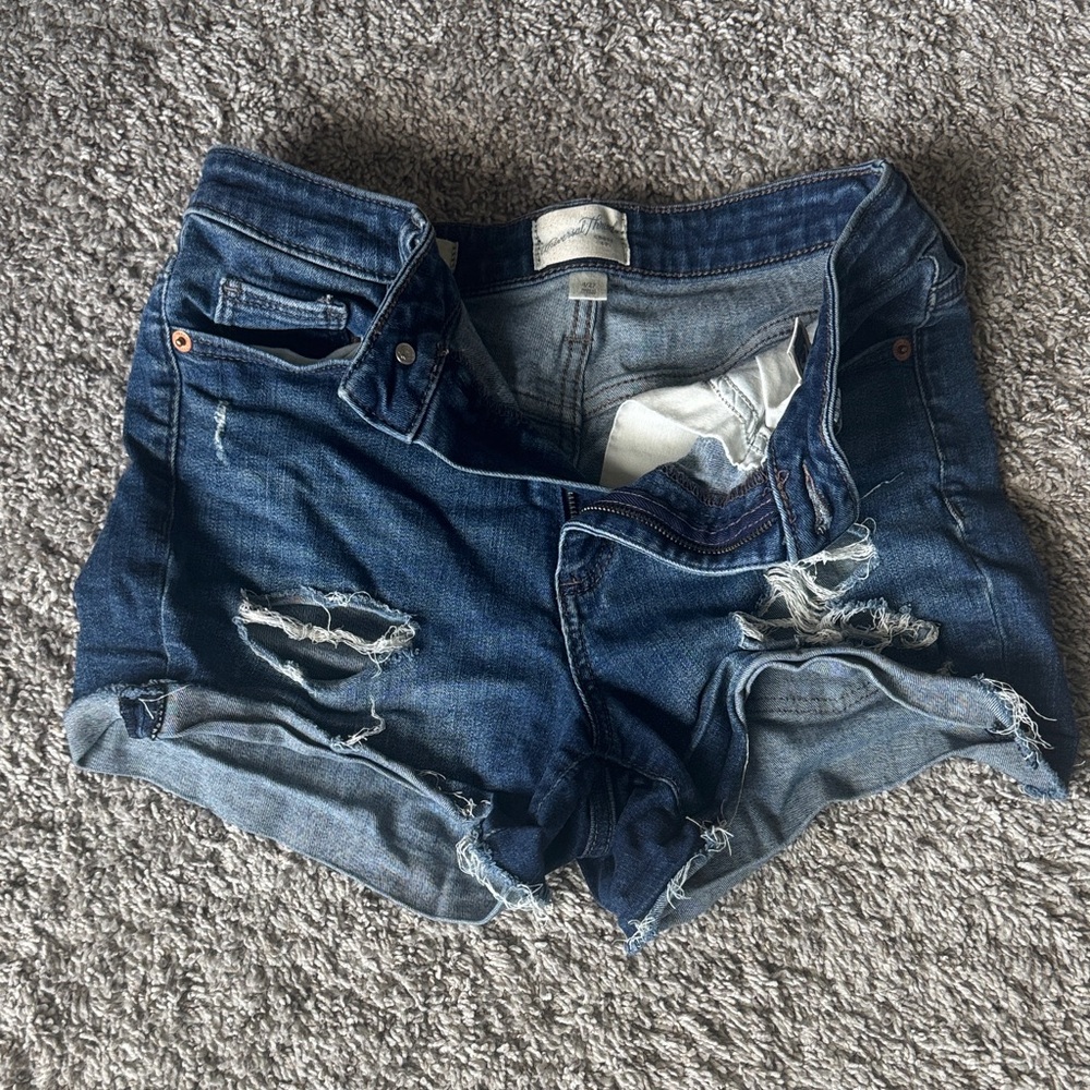 Universal Thread Dark Blue Distressed Denim Jean Shorts